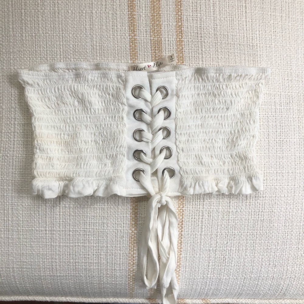Ruched Lace Up Bandeau